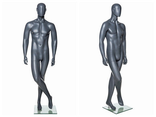 Egghead Male Mannequin in Standing Pose 1: Grey