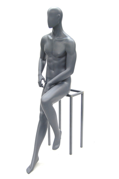 Egghead Male Mannequin in Sitting Pose: Grey