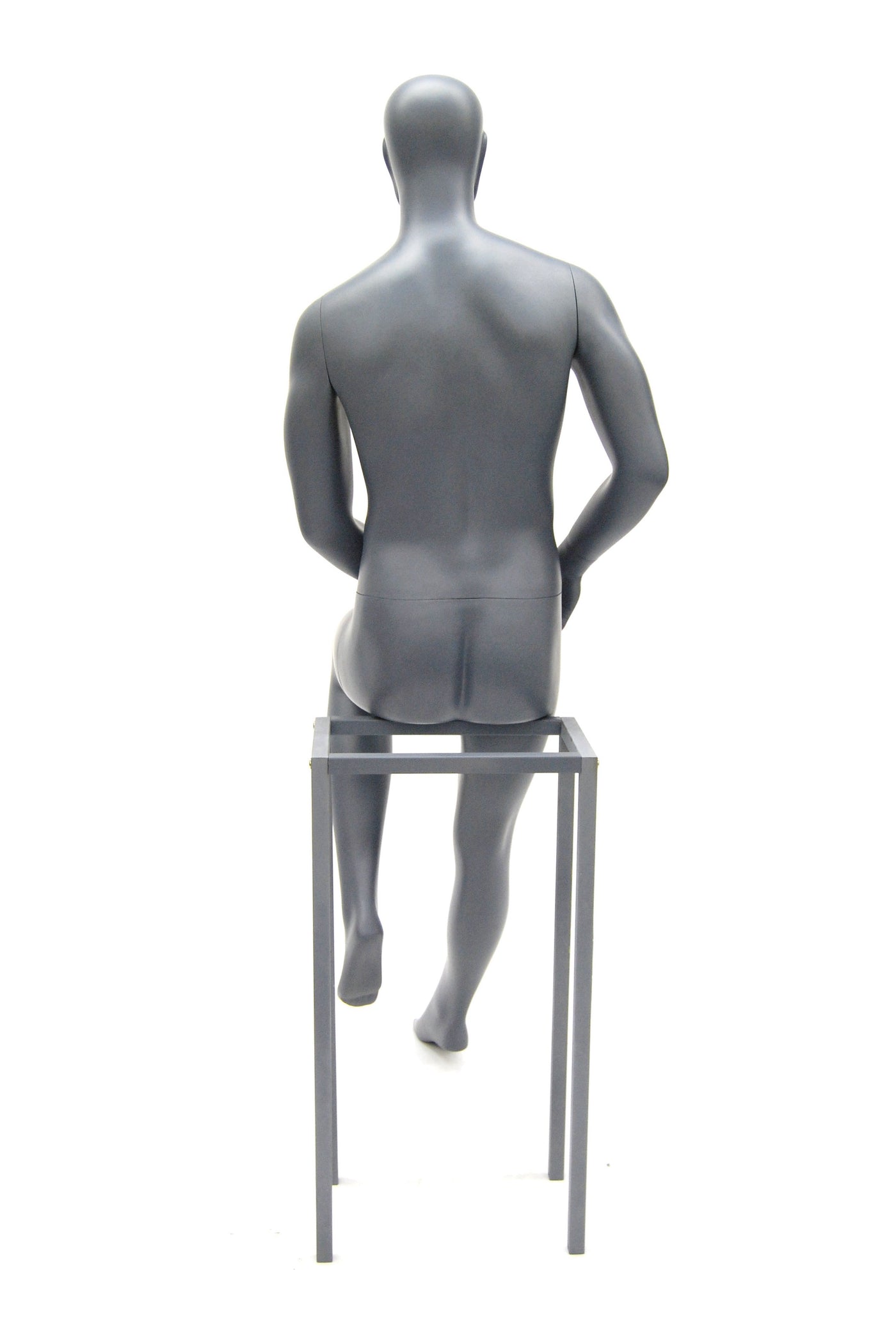 Egghead Male Mannequin in Sitting Pose: Grey