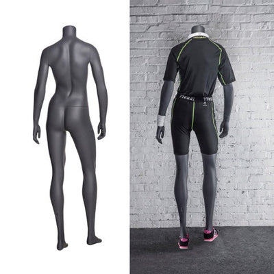 Sports Headless Female Mannequin With Arms At Side: Matte Grey