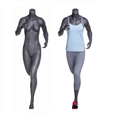 Running Headless Female Mannequin: Matte Grey