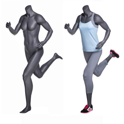 Running Headless Female Mannequin: Matte Grey