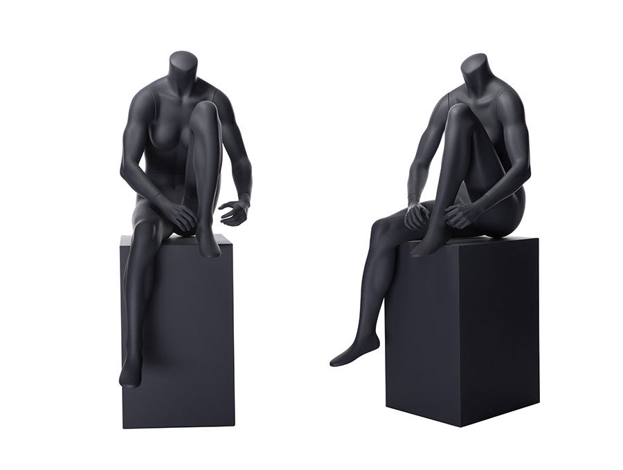 Sports Headless Female Mannequin Tying Her Shoe: Matte Black