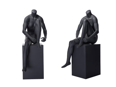 Sports Headless Female Mannequin Tying Her Shoe: Matte Black