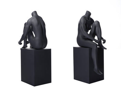 Sports Headless Female Mannequin Tying Her Shoe: Matte Black