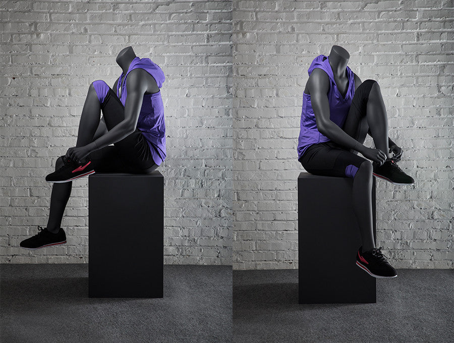 Sports Headless Female Mannequin Tying Her Shoe: Matte Black