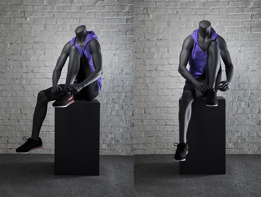 Sports Headless Female Mannequin Tying Her Shoe: Matte Black