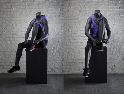 Sports Headless Female Mannequin Tying Her Shoe: Matte Black
