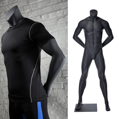 Sports Headless Male Mannequin Arms Behind Back: Matte Gray