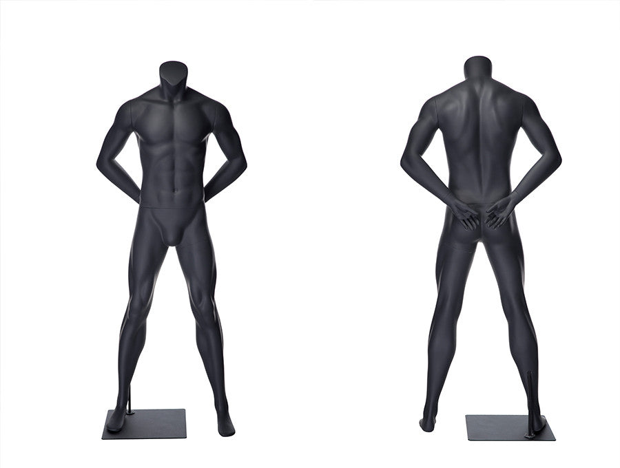 Sports Headless Male Mannequin Arms Behind Back: Matte Gray