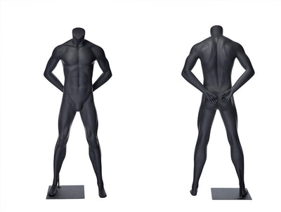 Sports Headless Male Mannequin Arms Behind Back: Matte Gray