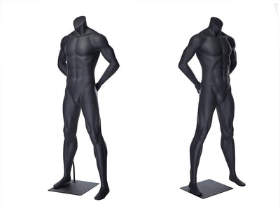Sports Headless Male Mannequin Arms Behind Back: Matte Gray