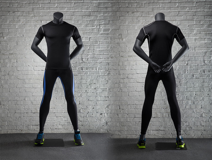 Sports Headless Male Mannequin Arms Behind Back: Matte Gray