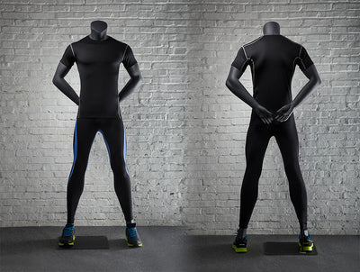 Sports Headless Male Mannequin Arms Behind Back: Matte Gray