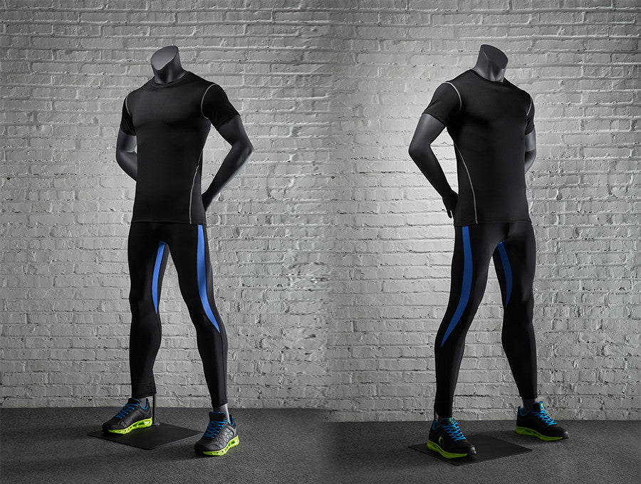 Sports Headless Male Mannequin Arms Behind Back: Matte Gray