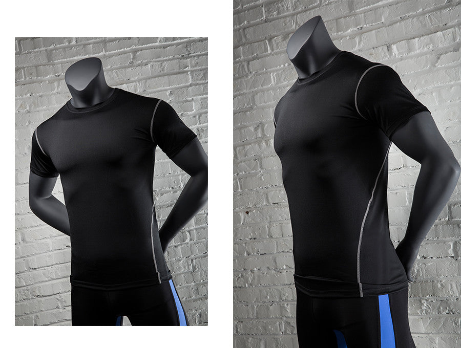 Sports Headless Male Mannequin Arms Behind Back: Matte Gray