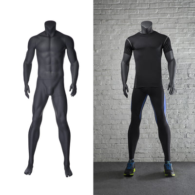 Sports Headless Male Mannequin Standing Pose: Matte Grey