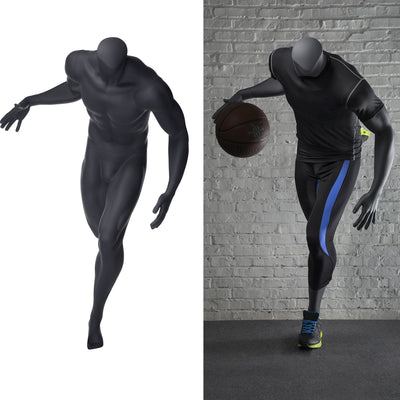 Basketball Playing Headless Male Mannequin: Matte Grey