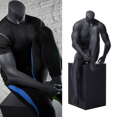 Sports Headless Male Mannequin Putting on Shoes: Matte Gray