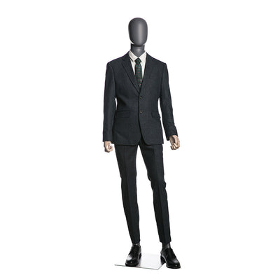 Egghead Male Full Body Mannequin with Wooden Arms 1: Matte Grey