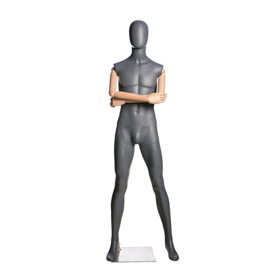 Egghead Male Full Body Mannequin with Wooden Arms 2: Matte Grey