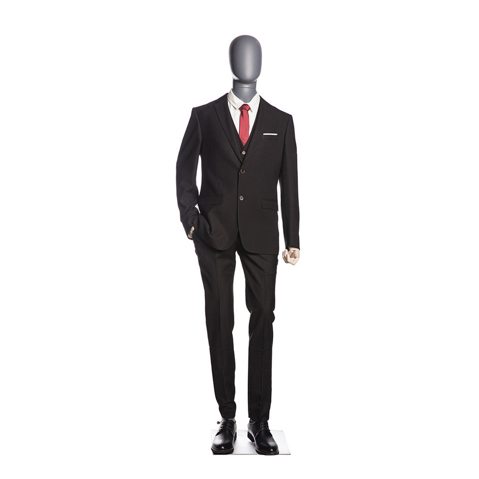 Egghead Male Full Body Mannequin with Wooden Arms 3: Matte Grey
