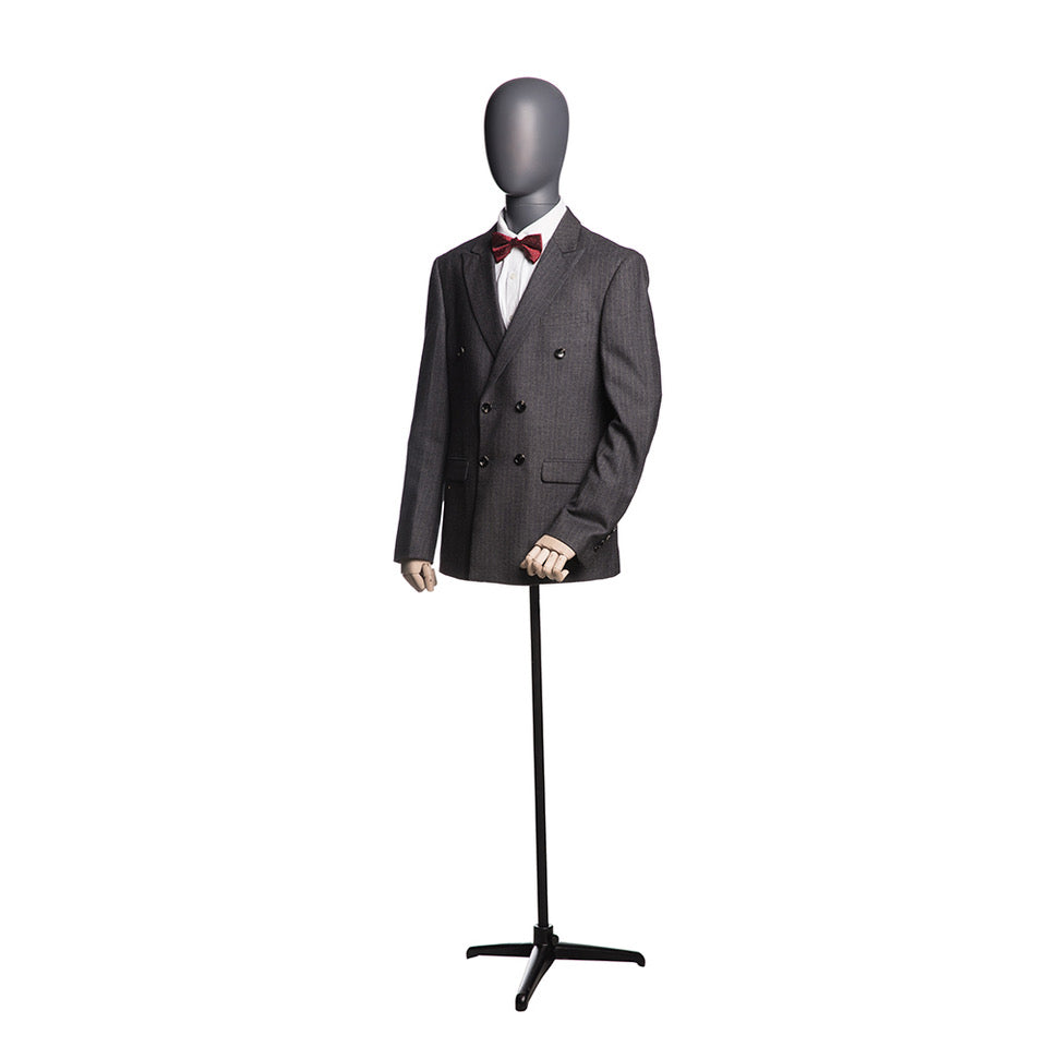 Egghead Male 1/2 Mannequin Torso with Wooden Arms 7: Matte Grey