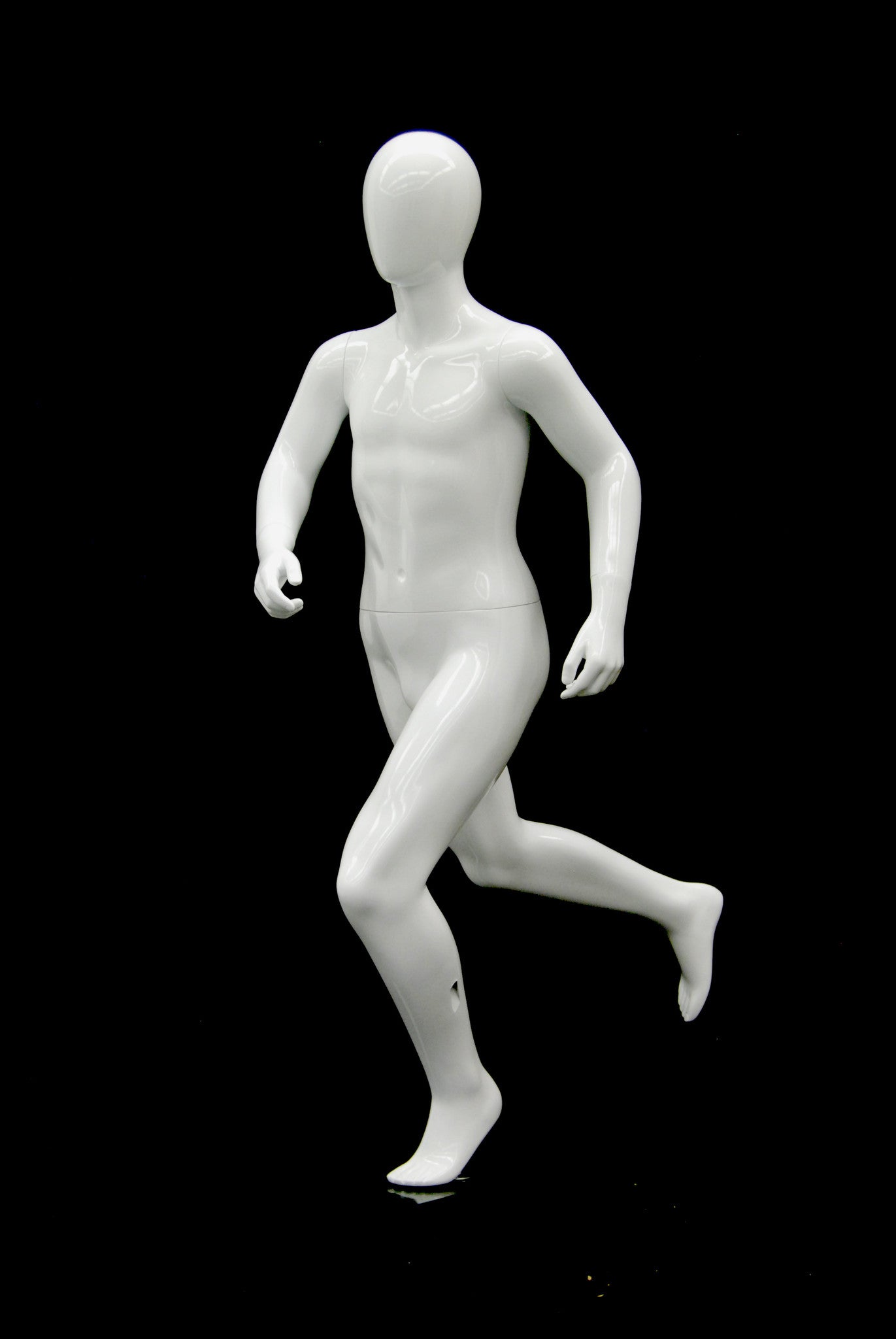 Running Male Youth Mannequin: Glossy White