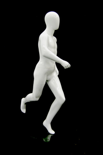 Running Male Youth Mannequin: Glossy White