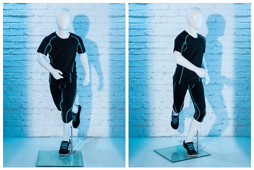 Running Male Youth Mannequin: Glossy White