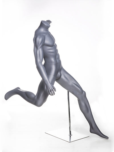 Soccer Playing Male Mannequin in Passing Pose: Silver/Matte Grey