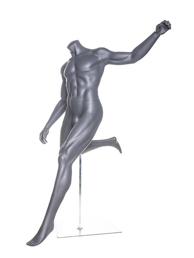 Soccer Playing Male Mannequin in Passing Pose: Silver/Matte Grey