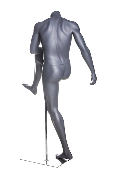 Soccer Playing Male Mannequin in Shooting Pose: Silver/Matte Grey