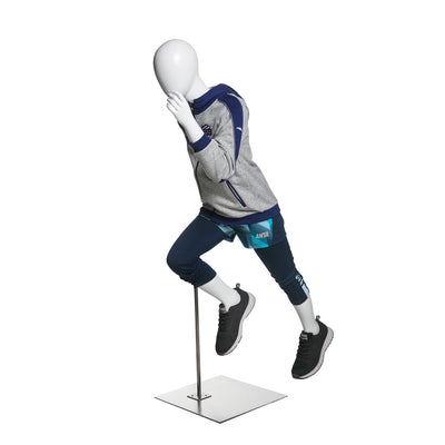 Running Youth Mannequin: Male Glossy White 4'1"