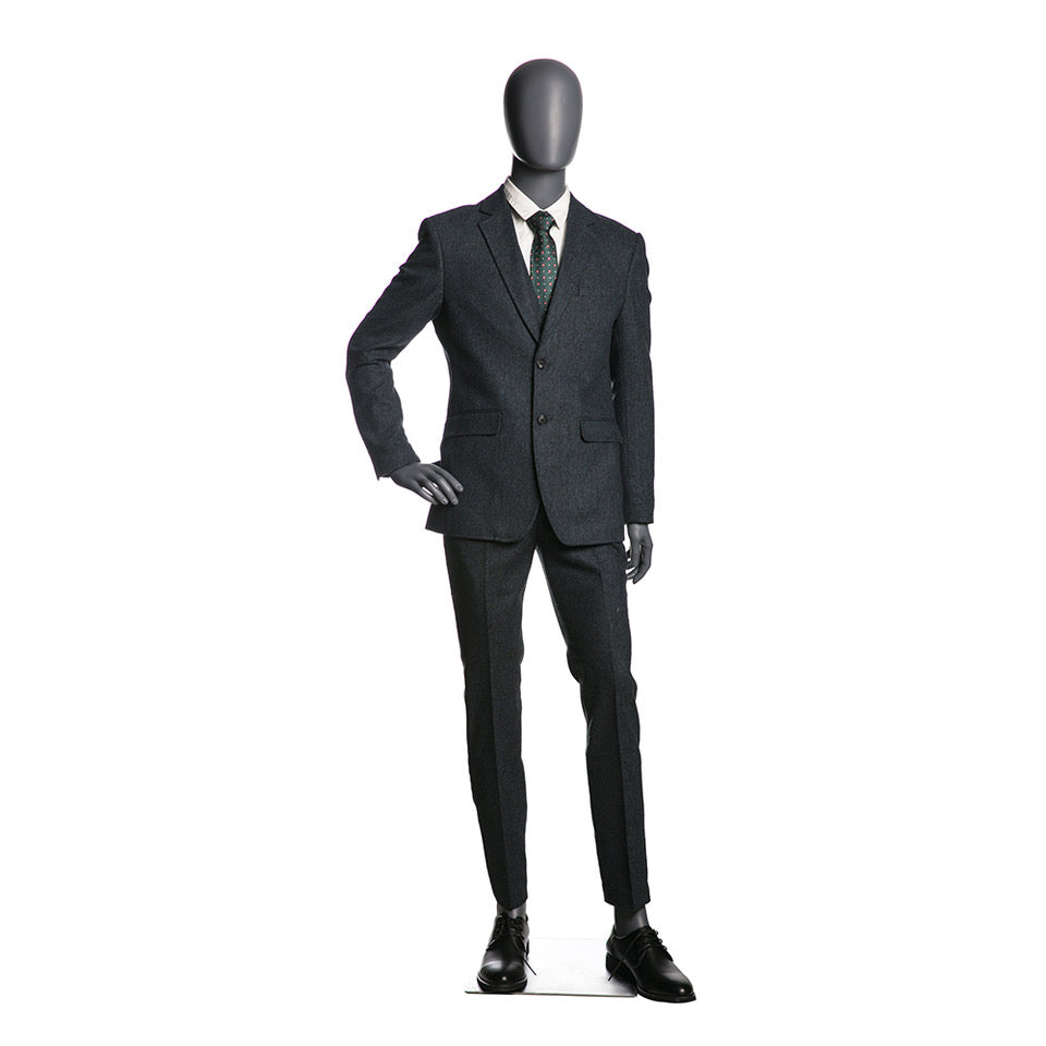 Egghead Male Full Body Mannequin 1: Matte Grey