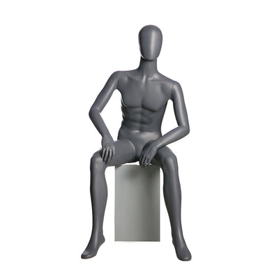 Egghead Male Full Body Mannequin in Sitting Position: Matte Grey