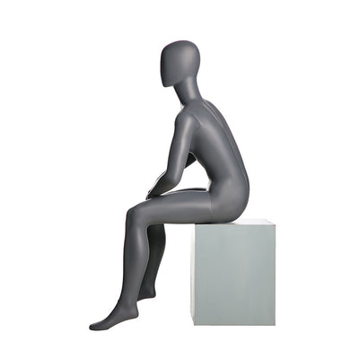 Egghead Male Full Body Mannequin in Sitting Position: Matte Grey
