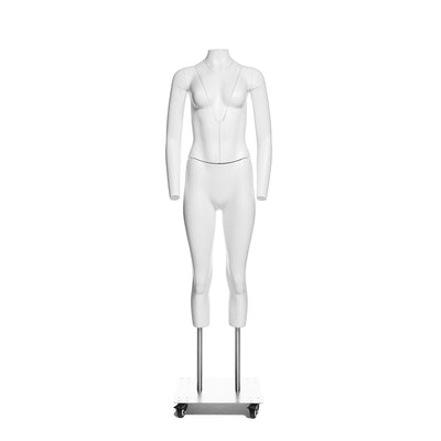 Female Ghost Mannequin, Double V-Collars  Plastic, Pre-colored White, Metal Base