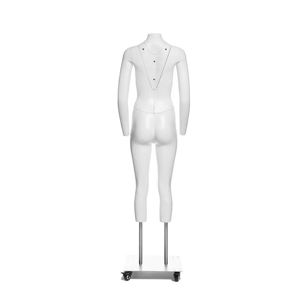 Female Ghost Mannequin, Double V-Collars  Plastic, Pre-colored White, Metal Base