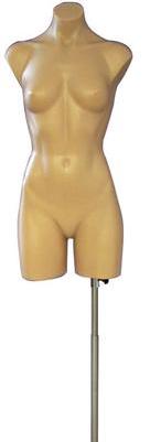 Tan Plastic Female 3/4 Torso: With or Without Stand