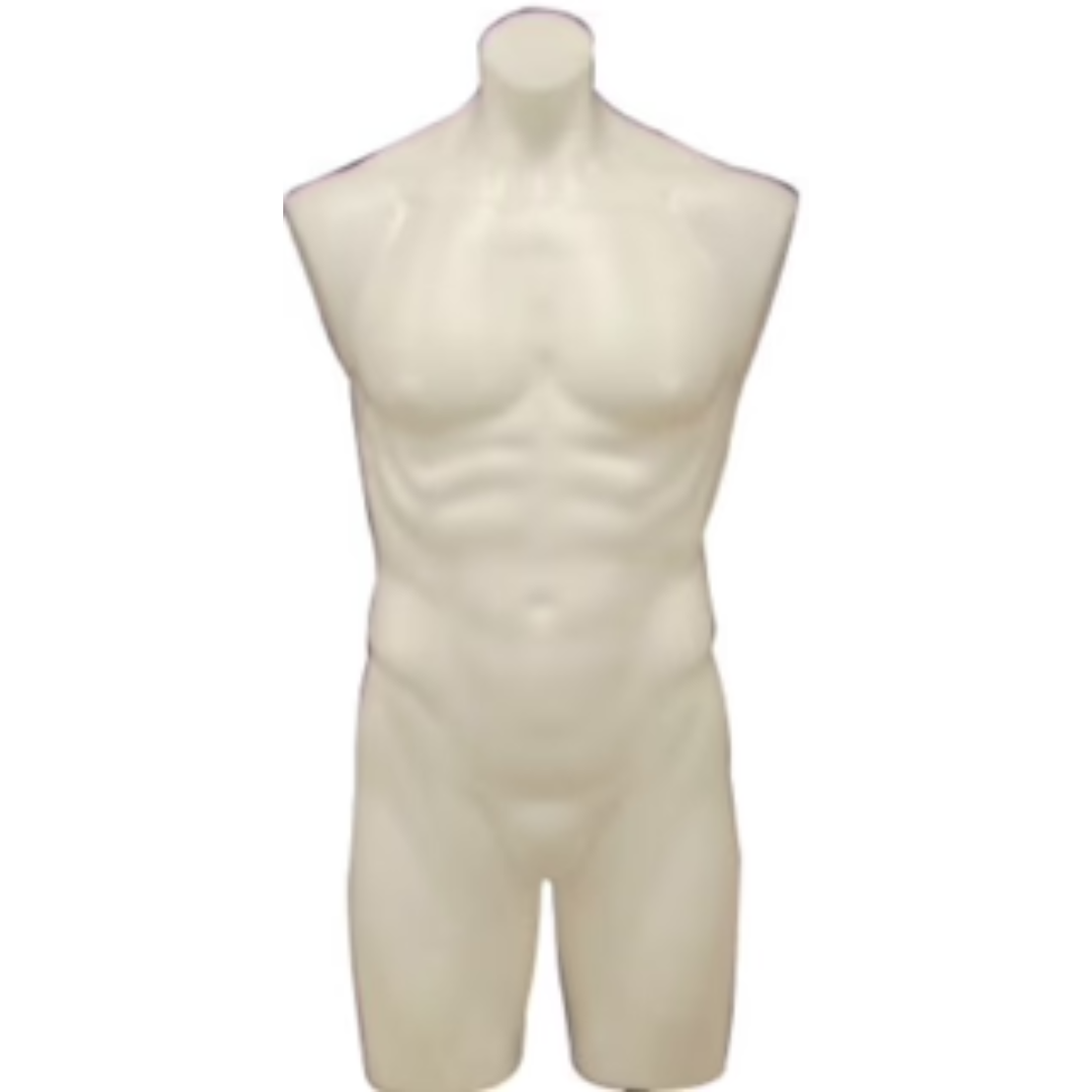 Plastic Male 3/4 Mannequin Torso White: Without Stand