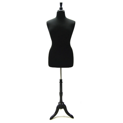 Plus-Size Female Body Form: Black Jersey on Tripod Base, Size 14/16