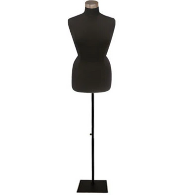 Plus-Size Female Body Form: Black Jersey on Black Metal Base, Size 18/20