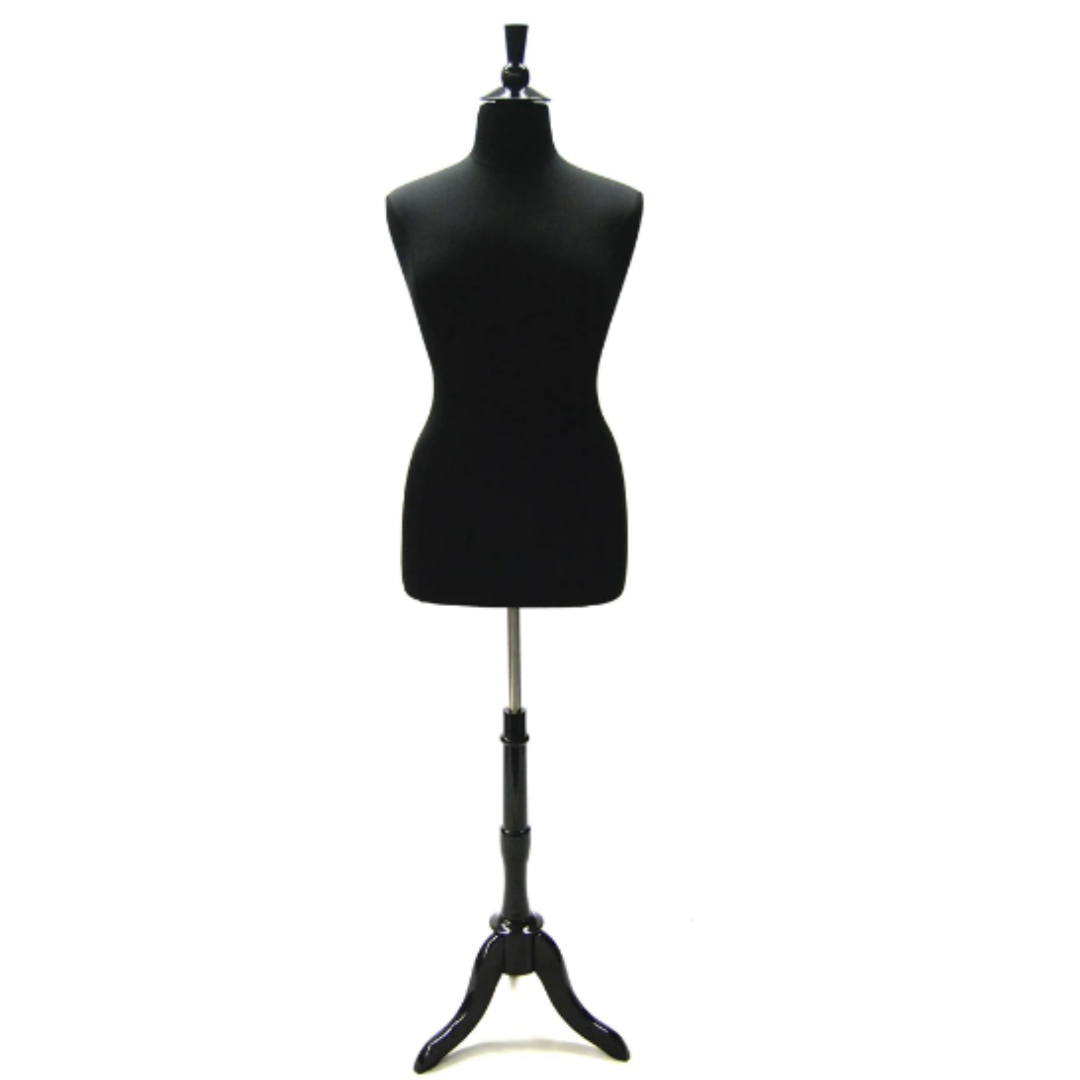 Size 18/20  Plus Size Black Jersey Body Form with Tripod Base