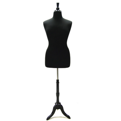 Plus-Size Female Body Form: Black Jersey on Tripod Base, Size 18/20
