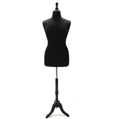 Size 18/20  Plus Size Black Jersey Body Form with Tripod Base