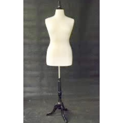 Size 14/16 Plus Size Body Form White Jersey with Tripod Base - Black Wood