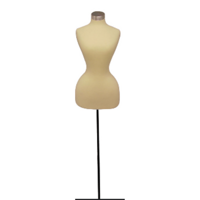 Wasp Waist Corset Dress Form: White Jersey on Chrome Wheeled Base