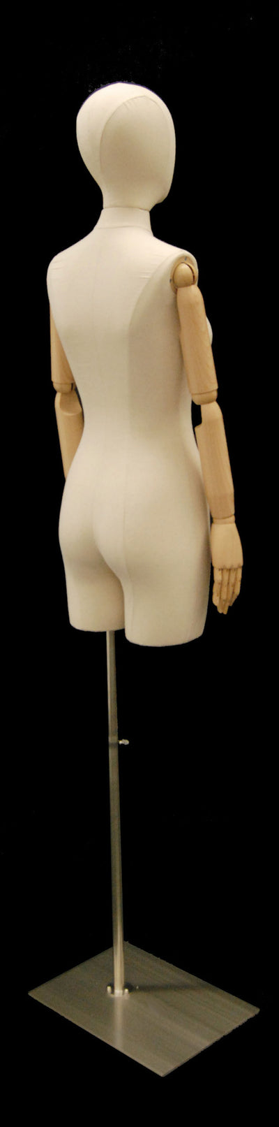 Female Half-Leg Dress Form with Bendable Arms: Natural Linen