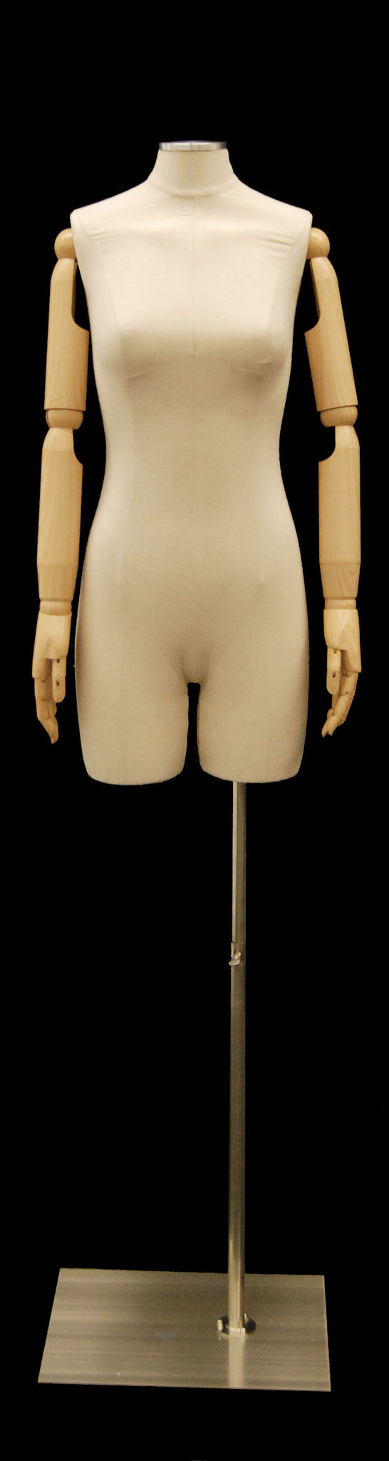 Female Half-Leg Dress Form with Bendable Arms: Natural Linen